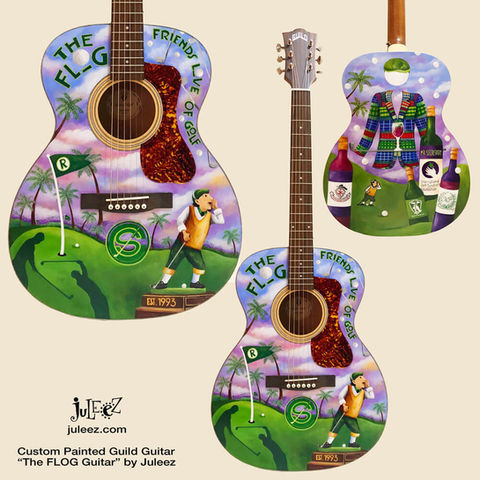 Flog Golf Theme Custom Painted Acoustic Guitar by Juleez