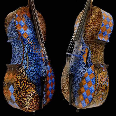 Leopard Print 4/4 Hand Painted Cello by Juleez Art