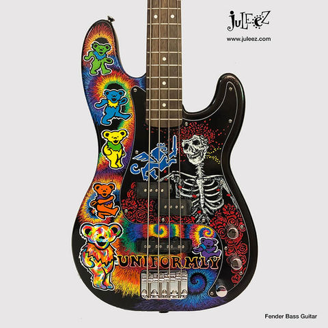 Grateful Dead Dancing Bears Custom Painted Fender Stratocaster Guitar by Juleez