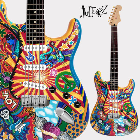 Custom painted Rolling Stones Fender Strat Guitar by Juleez Art