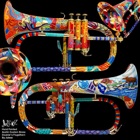 Colorful Custom Painted Flugehorn by Juleez Art