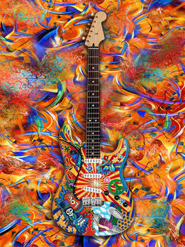 Sugar Skull Strat Guitar Painting by Juleez Art