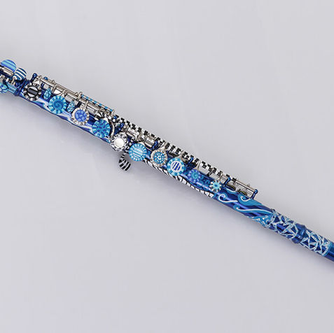 Boston Blue Hand Painted Flute by Juleez Art