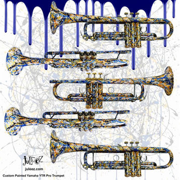 Yamaha YTR Pro Trumpet Custom Painted by Juleez - Jackson Pollock Tribute