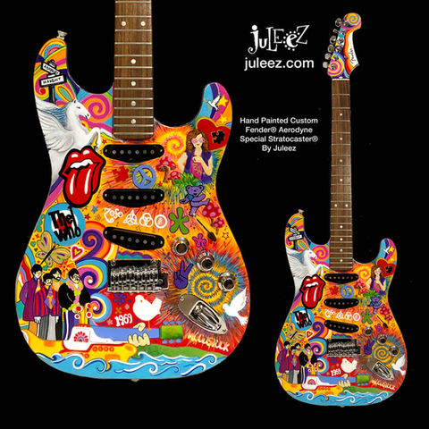 Custom painted Fender Aerodyne Strat Guitar by Juleez Art
