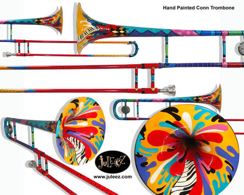 Colorful Custom Painted Trombone by Juleez Art