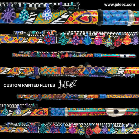 Colorful Hand Painted Flute Colorful by Juleez Art