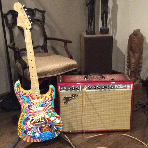 Sugar Skull Musicians Custom Painted Fender Stratocaster Guitar by Juleez