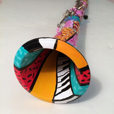 Patterns of Color Hand Painted Clarinet by Juleez Art