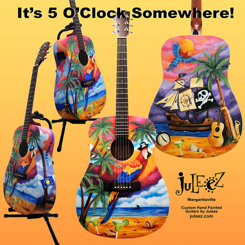Margaritaville Custom Painted Acoustic Guitar by Juleez