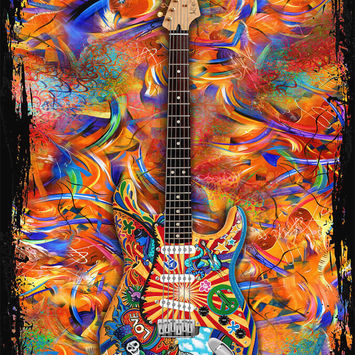 Painted Stratocaster Wall Art- Music Decor- By Juleez Art