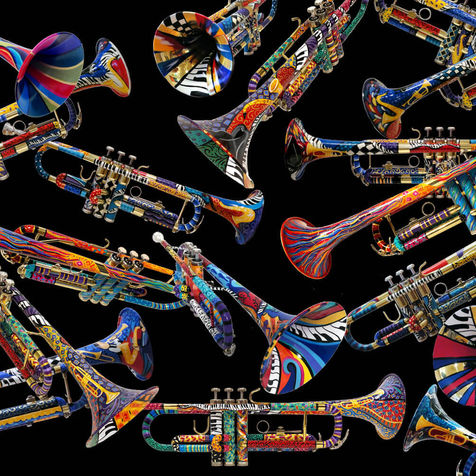 Colorful Custom Painted Trumpets by Juleez Art