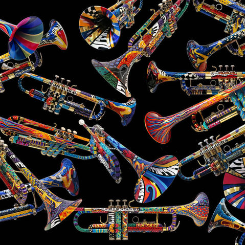 Colorful Custom Painted Trumpets by Juleez Art