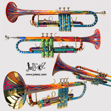 Custom painted trumpet by Juleez Art