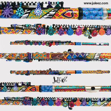 Colorful Hand Painted Flute by Juleez Art