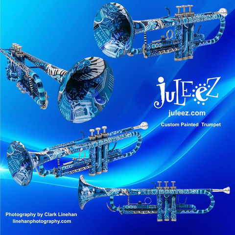 Custom Painted Trumpet -Juleez- Boston Blues