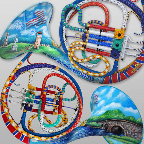 Maryland Symphony Colorful Custom Painted French Horn by Juleez Art
