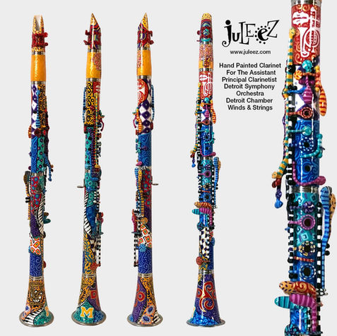 Detroit Symphony Orchestra Colorful Hand Painted Clarinet by Juleez Art