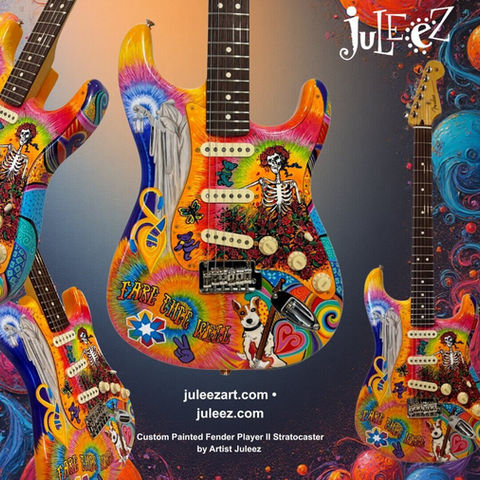 Custom Painted Fender® Stratocaster by Juleez Art- Grateful Dead -Led Zeppelin Theme