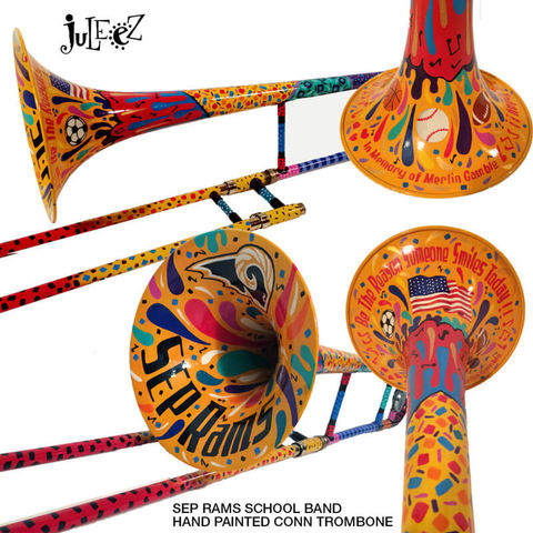 SEP Pams Colorful Custom Painted Trombone by Juleez Art