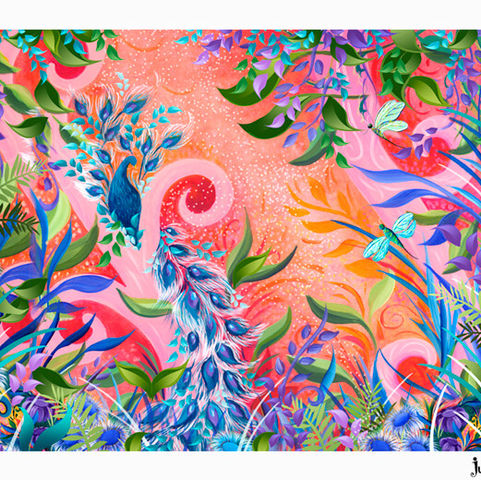 Peacock Garden Painting By Juleez Art