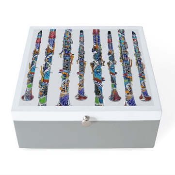 Colorful Clarinet Trinket Box by Juleez Art
