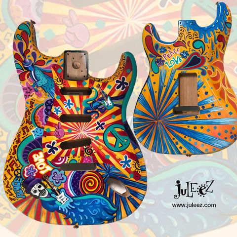 Sugar Skull Musicians Custom Painted Fender Stratocaster Guitar by Juleez