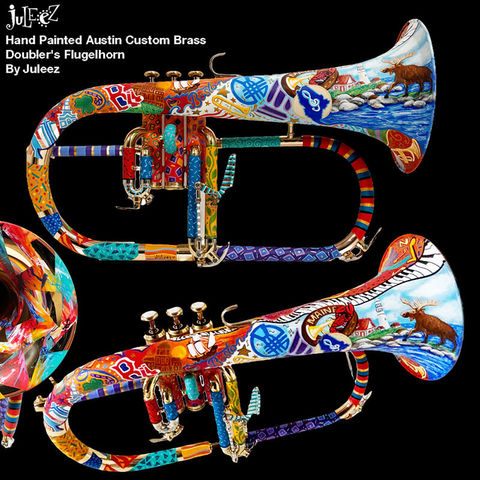Colorful Custom Painted Flugehorn by Juleez Art