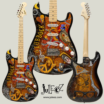 Steampunk Texas Custom Painted Fender Stratocaster Guitar by Juleez