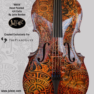 Custom Painted Cello by Juleez Art for The Piano Guys - Steven Sharp Nelson