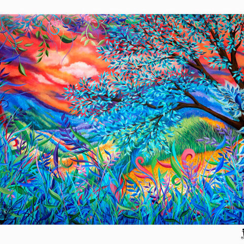 Colorful Fields Sunset Painting By Juleez Art