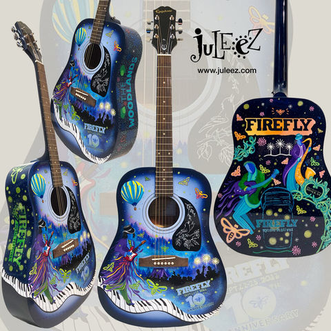 FireFly Music Festival Custom Painted Acoustic Guitar by Juleez