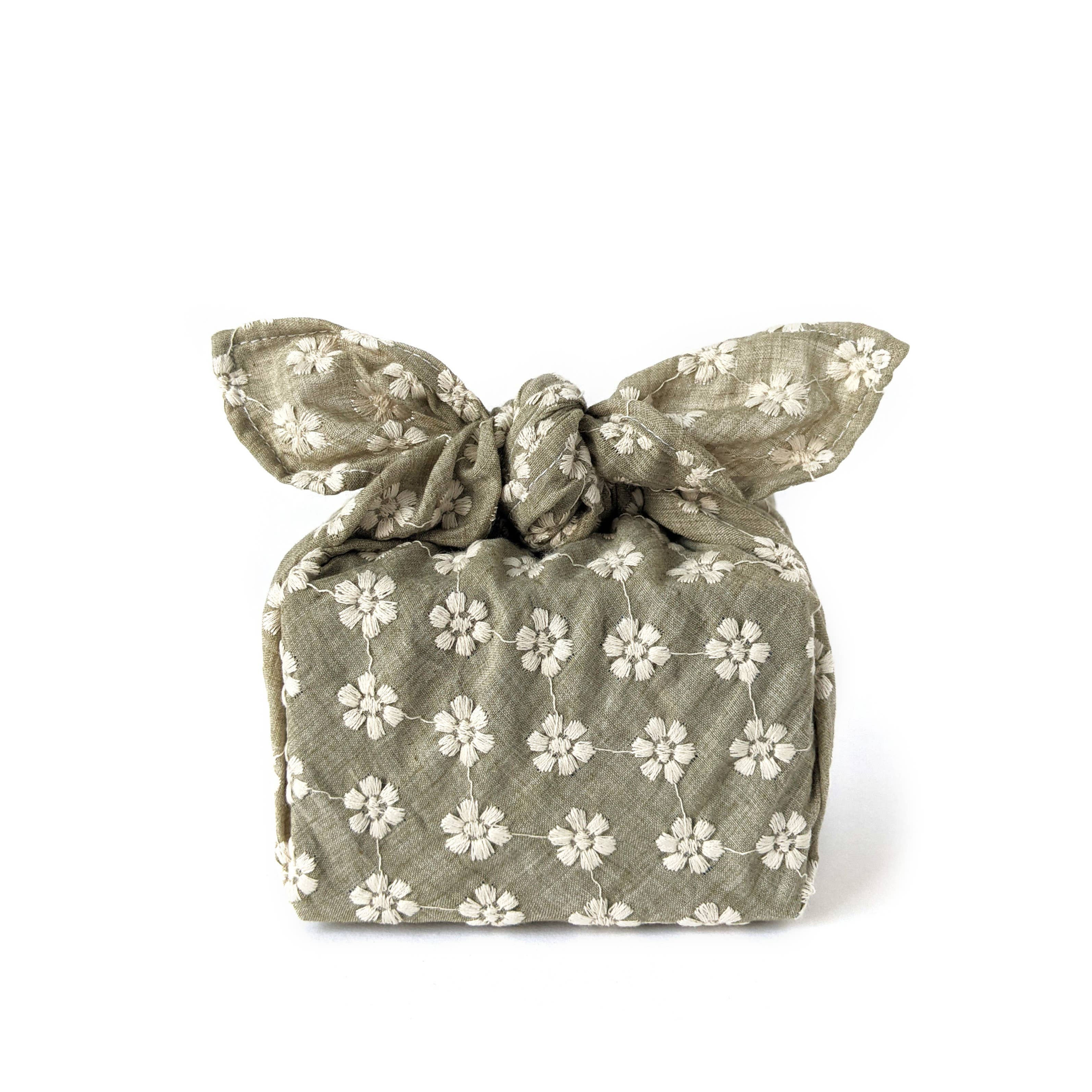 Daisy Furoshiki | Reusable Wrapping | Cotton, Embroidered