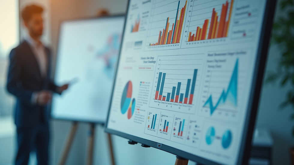 Eye-level view of a digital marketing strategy board with charts and notes