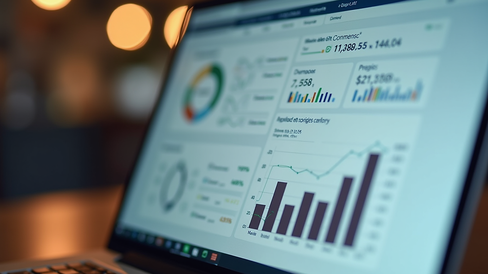 Close-up view of a laptop screen showing marketing analytics dashboard