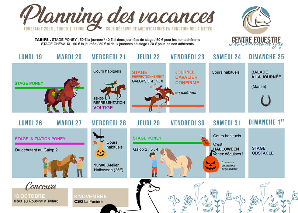 planning de la toussaint