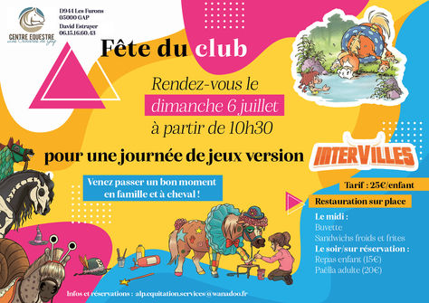 Réservez votre date et venez faire la fete le 6 juillet pour cloturer l'année.Inscription au club pour par mail