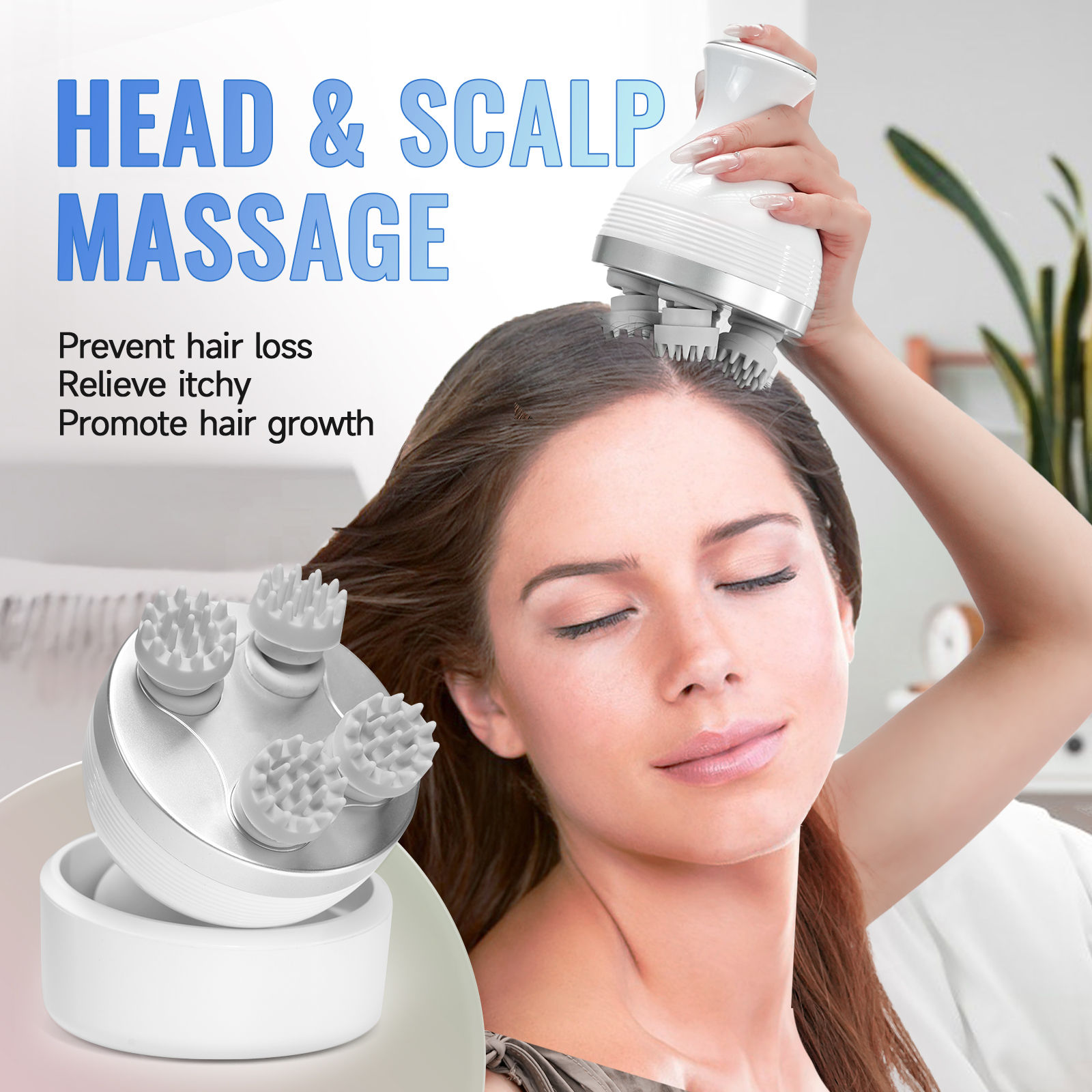 Wireless Electric Head & Scalp Massager – Deep Tissue, Waterproof, USB Type-C