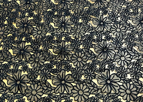 Embroidered Applique in black net fabric