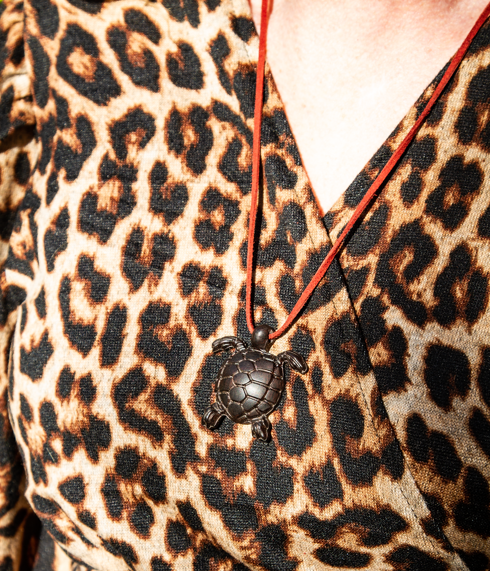 Necklace Wooden Turtle Dark Wood Around Neck