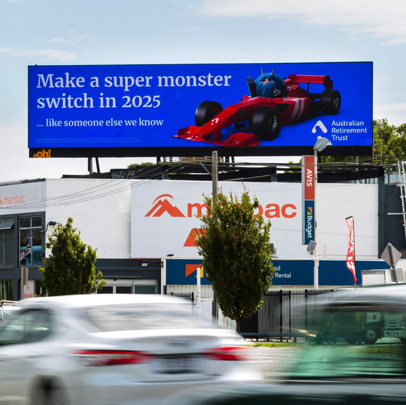 In the lead up to the first F1 race since Lewis Hamilton joined Ferrari, we took over contexual OOH near the Australian Gran Prix, to remind people of the other monster switch they should be thinking about - their super.