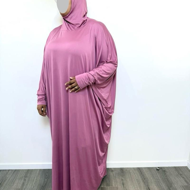 Miniature : Robe de prière 2 en 1 ample avec foulard intégré – Soie – Taille unique