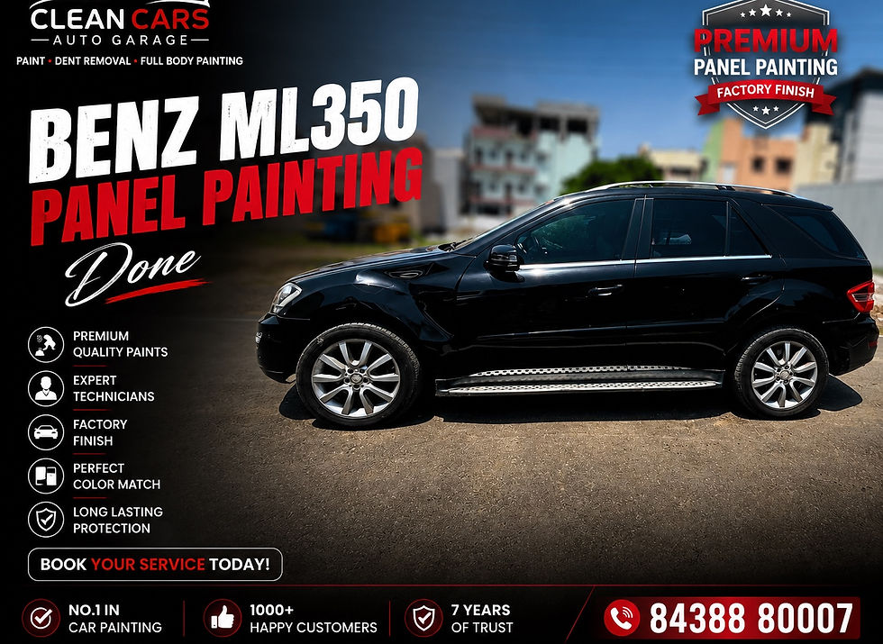 Completed Mercedes-Benz ML350 panel painting at Clean Cars Auto Garage Chennai