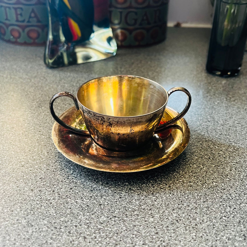 Thumbnail: Antique Lenk Art Deco Austria Tea Cups and Saucers and Sugar Pot