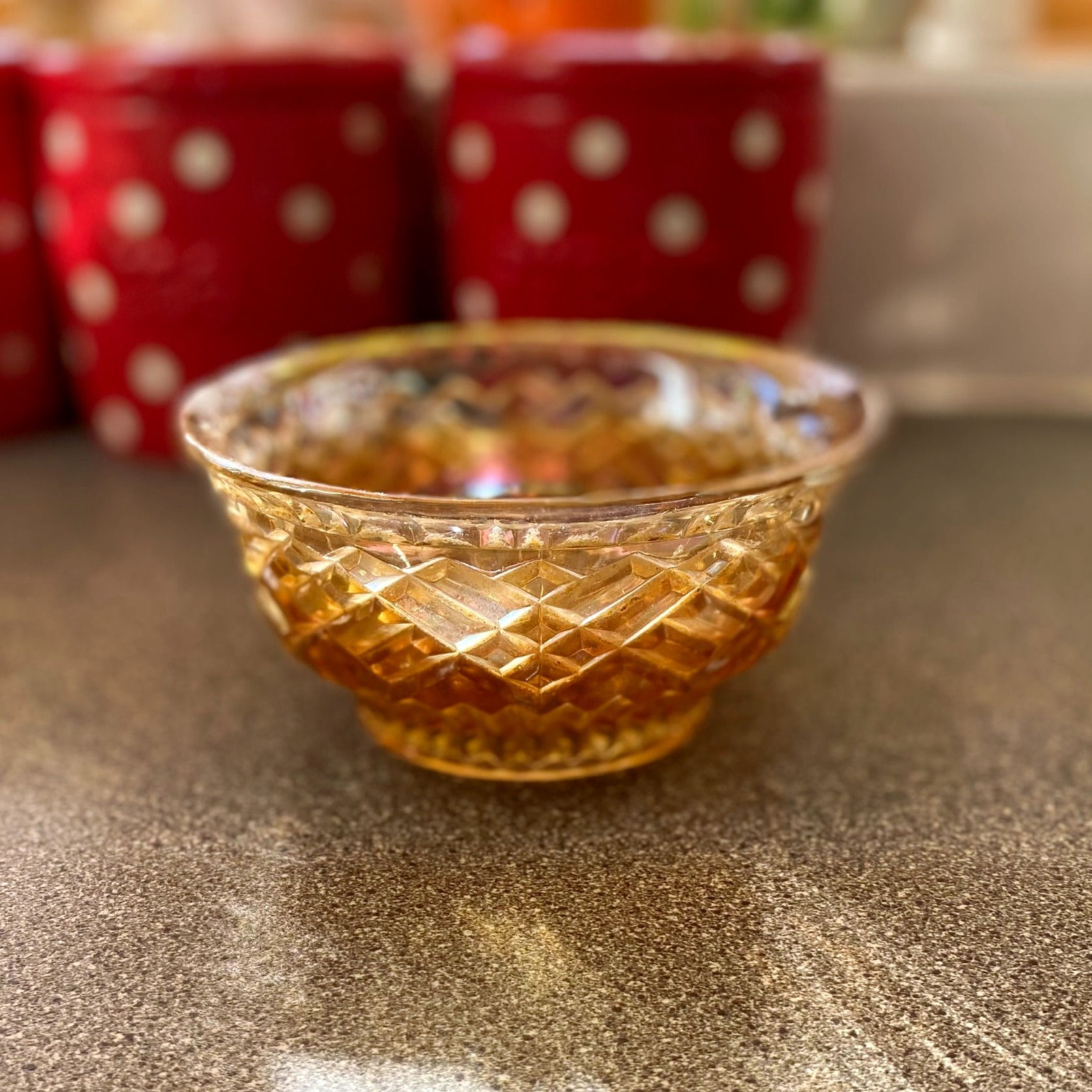 Vintage Orange Iridescent Glass Carnival Small Dish