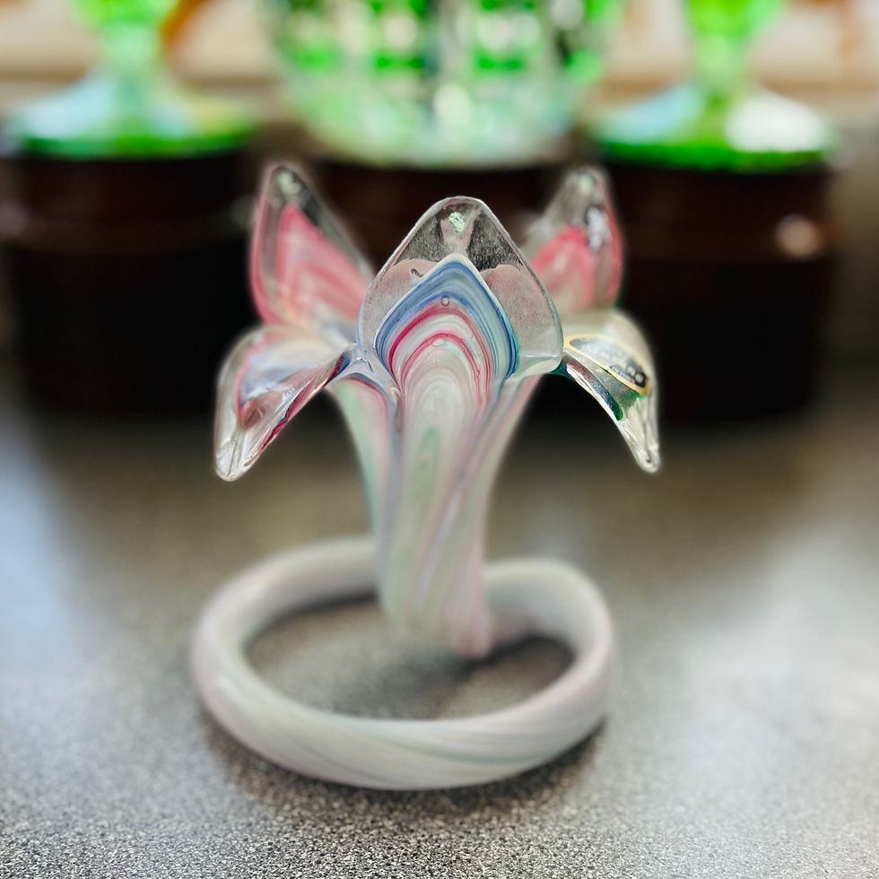 Thumbnail: Vintage Murano Abstract Art Glass Flower With Serpentine Style Stem