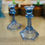 Thumbnail: Vintage Blue Glass Candlesticks x 2