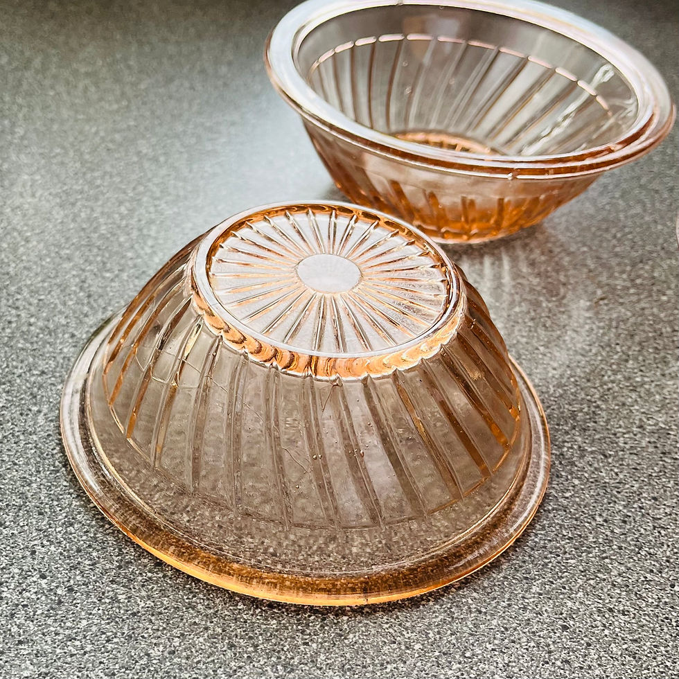 Thumbnail: Art Deco Depression Pink Glass Nibbles Bowls
