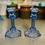 Thumbnail: Vintage Blue Glass Candlesticks x 2