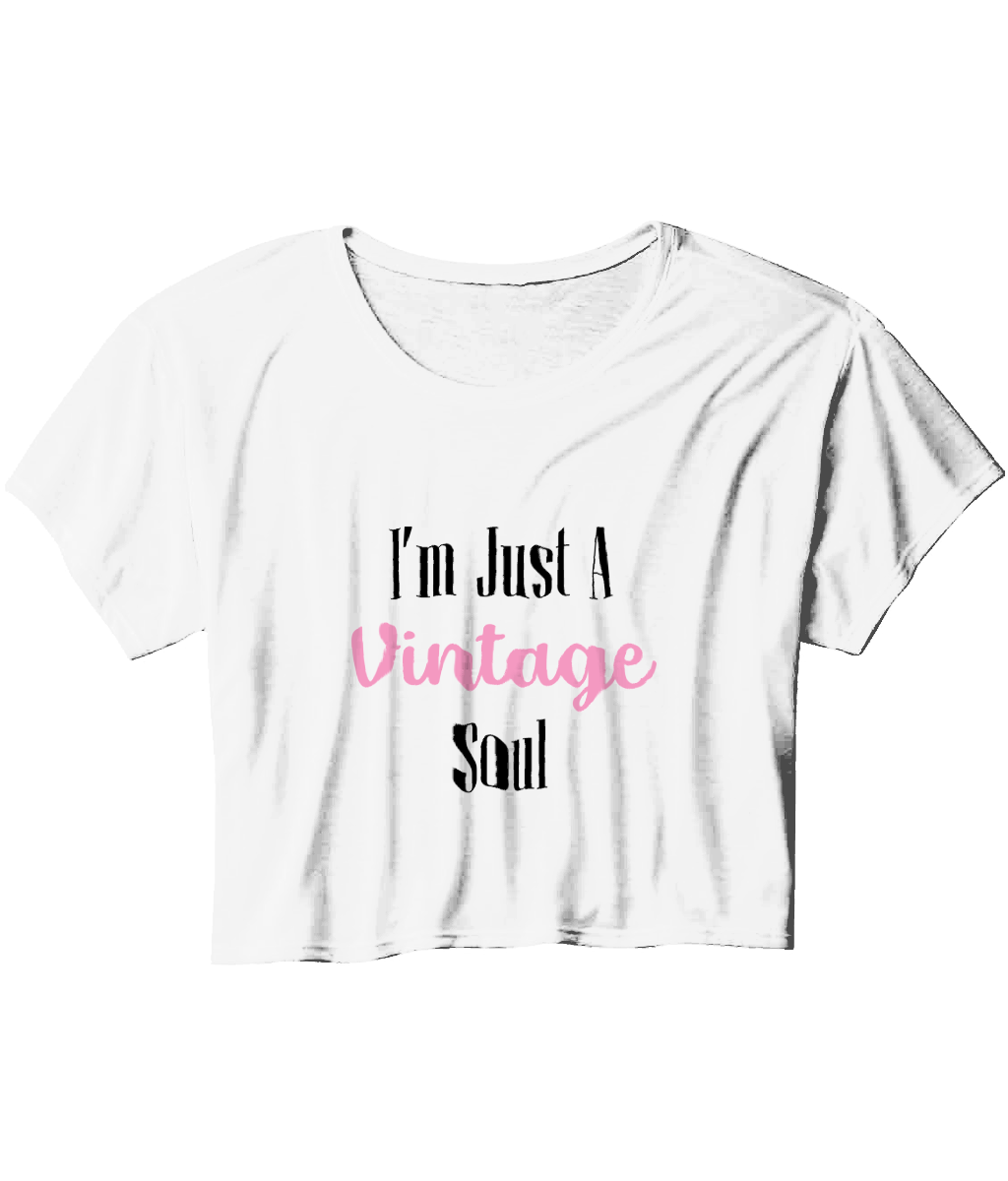 Bella Ladies Flowy Cropped T-Shirt I'm Just A Vintage Soul